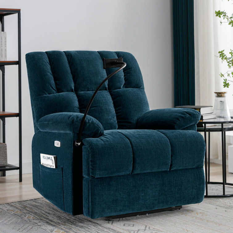 Red Barrel Studio® Francessca 40" Wide Overstuffed Chenille Fabric Power Recliner with Phone